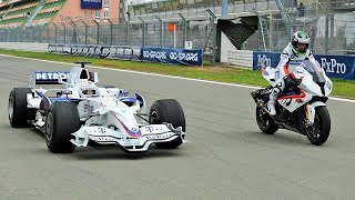 F1 Car vs Bike BMW Sauber F1 vs BMW S 1000 RR [upl. by Icyaj826]