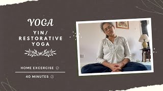 Yin Yoga and Restorative Practice with Neck Stretches and a Calming Awareness Meditation  40 mins [upl. by Elamef]