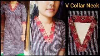 🥰V Collar Neck Cutting And Stitching Easy Method🥰 [upl. by Okimuk]