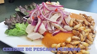 Receta Ceviche De Pescado Con Camote Y Canchita Peruana Riquisima [upl. by Lamont966]