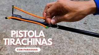 TIRACHINAS con un ¡PARAGUAS  🔴 Pistola Casera Lanza Piedras estilo PRO [upl. by Yllitnahc]