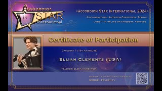 Accordion Star International 2024 Elijah Clements USA Cat 7 18 Amateurs [upl. by Daffodil930]