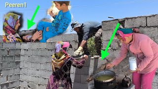 Young nomad girls cooking next to building a house by Banai Javan [upl. by Backler494]