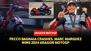 MotoGP Aragon GP Marc Marquez takes dominant sprint win disaster for Bagnaia [upl. by Aylsworth]