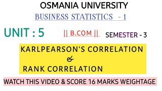 KARLPEARSONS CORRELATION amp RANK CORRELATION  FULL EXPLAINATION  SEM 3  OU shivanipallela [upl. by Atrebor]