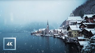 Scenic Snowfall Over Hallstatt Austria  Relaxing Winter Walk with Nature Sounds ❄️ [upl. by Rebane]