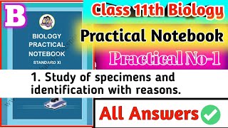 Class 11th Biology Practical Notebook B 1To Study Of Specimens amp Identification With Reasons B [upl. by Schechter]