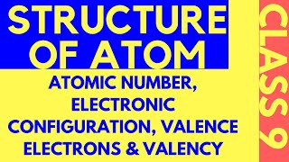 STRUCTURE OF ATOM  CLASS 9 ATOMIC NUMBER ELECTRONIC CONFIGURATION VALENCE ELECTRON VALENCY [upl. by Yajeet]