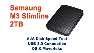 Samsung M3 Slimline 2TB USB 30 Portable Hard Drive HXM201TCBG  AJA Speed Test [upl. by Aidroc]