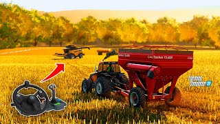 COLHEITA DE SOJA COM VOLANTE REALISTA  FARMING SIMULATOR 22  EP 32 OS GURI 4ª TEMPORADA [upl. by Acinor]