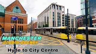 Manchester doubledecker bus ride  Route 202 Hyde to City Centre [upl. by Adiahs79]