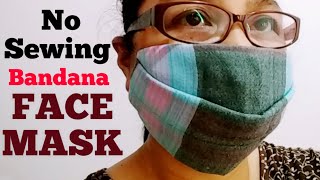 No Sewing Bandana Face Mask  3 Minutes DIY Bandana Face Mask  Quick And Easy For Everyone [upl. by Polly609]