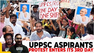 Live UPPSC aspirants protest enters its 3rd day [upl. by Enirac814]