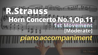 RStrauss  Horn Concerto No1 Op11 1st Mov Piano Accompaniment Moderate [upl. by Nilauqcaj]