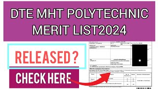 DTE Mah Polytechnic Merit List 2024  How To Check DTE Maharashtra Merit List 2024 [upl. by Rimat121]