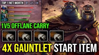 WTF 4x Gauntlet Start Item 1v5 Offlane Ogre Magi Unlimited Ignite Burn DPS Run At Everyone Dota 2 [upl. by Bigner]