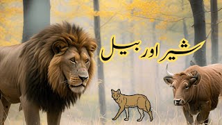 LION AND OX  شیر اور بیل ANIMAL STORY  INTERESTING STORY MAGIC OF CLASSIC URDU FOLKTALES [upl. by Ianej]