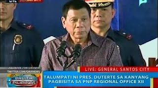 Talumpati ni Pres Duterte sa kanyang pagbisita sa PNP Regional Office XII [upl. by Angeline]