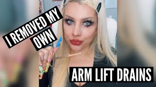 How I removed my own arm lift surgery drains — MS KRAZIE [upl. by Joyan500]