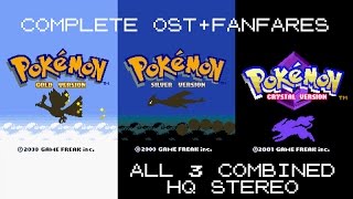 Pokemon GoldSilverCrystal Soundtrack HQ STEREO COMPLETE OST amp FANFARES [upl. by Croydon]