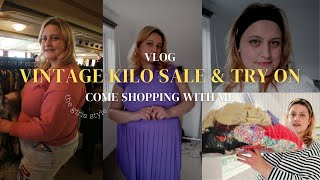 Come Vintage Kilo Sale Shopping With Me  vintageshopping tryonhaul [upl. by Griff327]