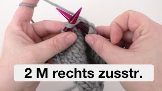 2 Maschen rechts zusammen stricken  2 M re zusammenstr [upl. by Acinot]