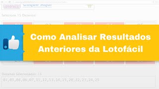 Como analisar os resultados da lotofacil [upl. by Ecnar353]