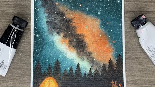 A Milky Way Sky Painting  Acrylic Painting for Beginners art video [upl. by Terryl]