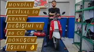 MONDİAL REVİVAL 50 KRANK DEĞİŞİMİ VE 80 CC DÖNÜŞÜM İŞLEMİ 👌 [upl. by Alyakem]