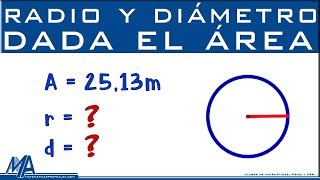 Radio y diámetro de la circunferencia conociendo el área [upl. by Gustave]