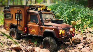 RC CRAWLER 110 SCALE Land Rover Defender camper adventure offroad 4x4 RCCar [upl. by Hisbe452]