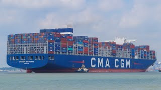 400m CMA CGM JEAN MERMOZ makes 1st call at Port of Felixstowe 7622 [upl. by Dabney656]