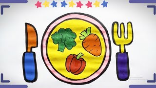 How drawing amp coloring vegetable plate Step by step [upl. by Warton]