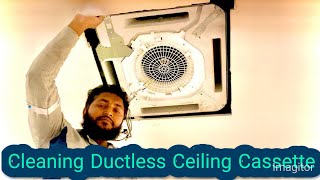 Cleaning Ductless Ceiling Cassette Air Conditioner Urdu Hindi [upl. by Boyce]