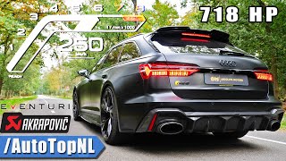 718HP AUDI RS6 C8  Eventuri CARBON INTAKE amp AKRAPOVIC  SOUND amp 0250 by AutoTopNL [upl. by Mehitable]