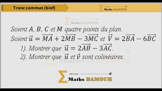 Exercice vecteurs dans le plan Tronc Commun [upl. by Mushro258]