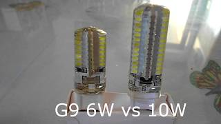 G9 Led Bumb 10W vs 6W 220v cool white 60006500k [upl. by Allac509]