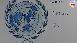 United Nations Day Drawing October 24  UN Symbol Drawing UN Emblem Drawing  Niharas World [upl. by Eecyal]