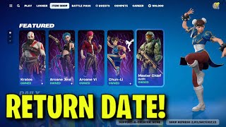 CHUN LI SKIN RETURN DATE in FORTNITE Street Fighter Bundle Coming to the Item Shop 2024 [upl. by Enetsuj653]