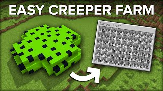 Minecraft Easiest Creeper Farm With 1 Cat  650 Gunpowder Per Hour [upl. by Binnie]