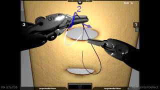 da Vinci Surgery  Skills Simulator  Horizontal Defect Two Knots [upl. by Tija679]