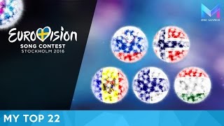 Eurovision 2016  MY TOP 22 so far [upl. by Nyltak]