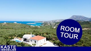 Kreta  MeerblickVilla inmitten von Olivenhainen und Bergen in Kalyves  Roomtour Kaste Immobilien [upl. by Afnin]