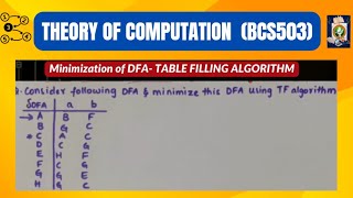 Automata Theory TABLE FILLING ALGORITHM Minimization of DFA Problem 1  ATCD21CS51 [upl. by Hogue]