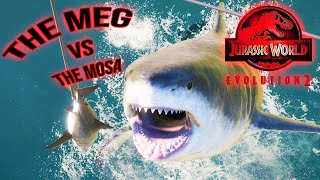 Megalodon Vs Mosasaurus Jurassic World Evolution 2 Meg Showcase [upl. by Martinelli]