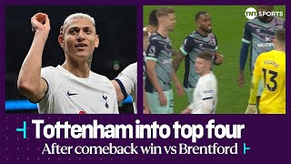 🎯 Tottenham move into the top four after badtempered Premier League clash with Brentford [upl. by Anuayek584]