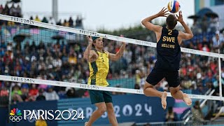 Sweden mens beach volleyball powers past Australia to open play  Paris Olympics  NBC Sports [upl. by Niret155]