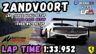 FERRARI 296 GT3  ZANDVOORT 133952  HOTLAP  SETUP  ACC [upl. by Wahl596]