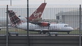 Loganair ATR 42 Departing Heathrow Airport [upl. by Nythsa]