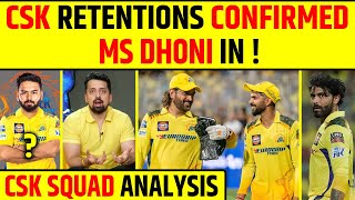 CSK RETENTION CONFIRMED MS DHONI IN  CSK SQUAD ANALYSIS [upl. by Thurmann587]